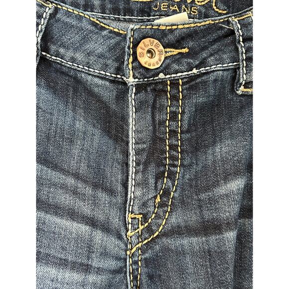 Silver Jeans Santorini Crop Low Rise Blue Distressed Denim Size 16 - Picture 3 of 9